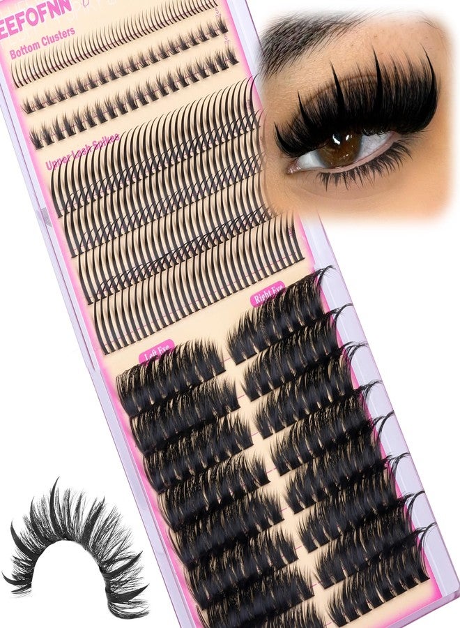 Eefofnn Spikes Lash Clusters Volume Eyelash Clusters with Spikes Cat Eye Lashes Bottom+Upper Individual Lashes D Curly Cluster Eyelash Extensions 4 Styles Lash Extensions Wispy Fairy Lash Clusters - Image 1